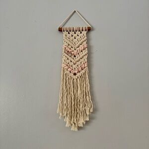 Urban Jungle Design Macrame Wall Hanging - Small Chevron Heart in Ballet Pink